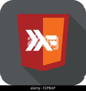 vector web development shield sign - programming language haskell. isolated icon on white Stock Vector