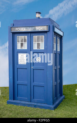 Doctor Who Tardis police box in the atrium of the Studios building ...