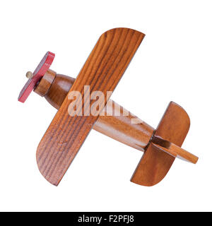 Wooden airplane model top view with clipping path included Stock Photo