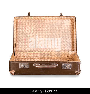 old suitcase close-up isolated on a white background Stock Photo