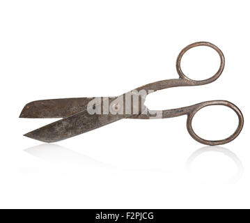 Vintage, old  scissors close-up isolated on a white background Stock Photo