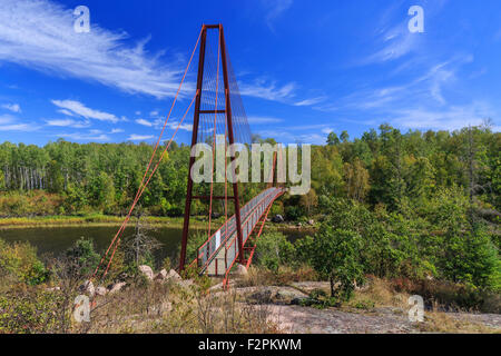 Bridge over the Whiteshell River, part of the The Great Trail, Whiteshell Provincial Park, Manitoba, Canada. Stock Photo