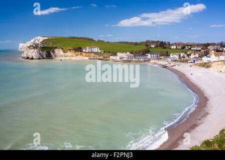 Overlooking the beach at Freshwater Bay on the Isle Of Wight England UK Europe Stock Photo