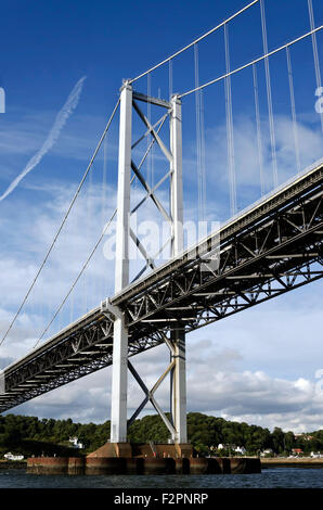 Under the Forth Road Bridge that crosses the Firth of Forth in East Central Scotland. Stock Photo