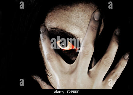 A Yurei, or Onryo - a vengeful ghost, as often seen in Japanese Horror. Stock Photo