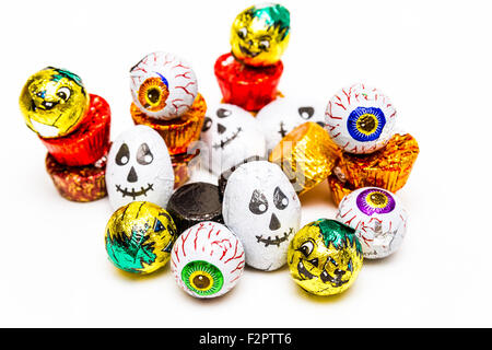 A pile of wrapped chocolate Halloween Candy Stock Photo