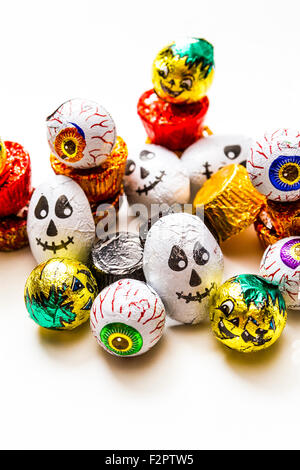 A pile of wrapped chocolate Halloween Candy Stock Photo