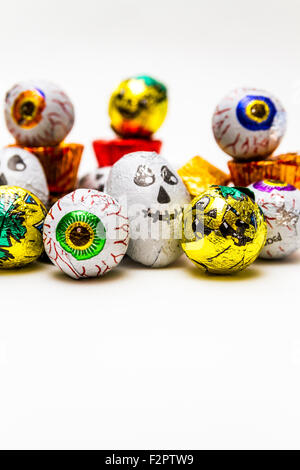 A pile of wrapped chocolate Halloween Candy Stock Photo