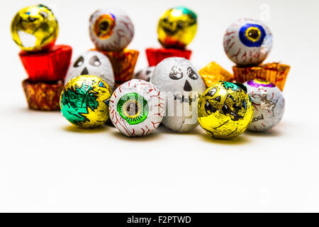 A pile of wrapped chocolate Halloween Candy Stock Photo