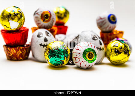 A pile of wrapped chocolate Halloween Candy Stock Photo
