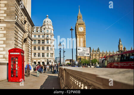 Big Ben and Red Telephone Booth. Stock Photo