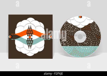 CD cover design template. Abstract linear pattern graphics Stock Vector