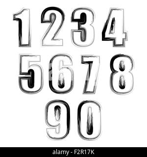 Set of Grunge Numbers Stock Vector