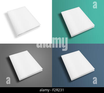 Set of blank book cover template isolated on white background with shadows. Highly detailed illustration.. Stock Photo