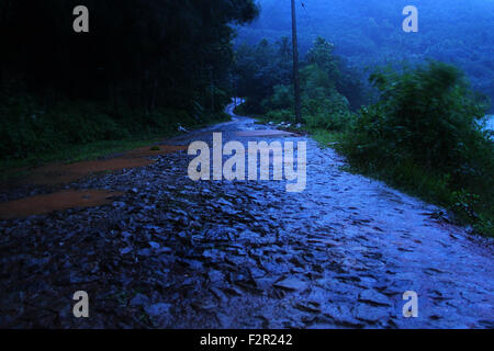 rough road in dark Stock Photo