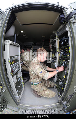 British Army mobile communication system during exercise, Britain, UK Stock Photo