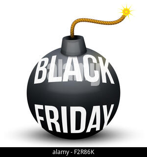 Bomb About To Blast with Black Friday sales tag. Stock Photo