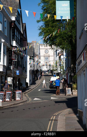 East Gate Tudor arch in the High Street at Totnes, Devon, England, UK Stock Photo