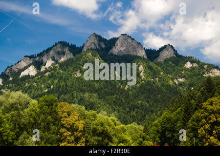 Pieniny Mountains in Summer. Three Crowns (Trzy Korony) massif in Pieniny Mountains, Poland. Stock Photo