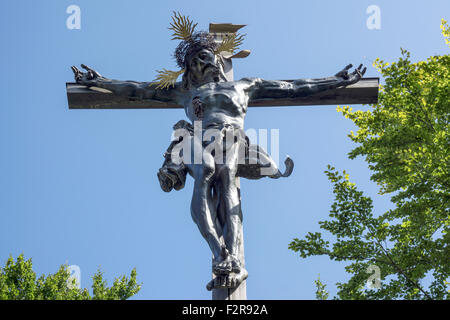 Jesus on the cross, Calvary, Bad Tölz, Upper Bavaria, Bavaria, Germany Stock Photo
