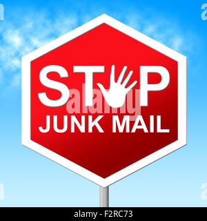 Stop Junk Mail Indicating Warning Sign And Restriction Stock Photo