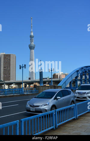 Tokyo Skytree. View from bridge. Sumida, Tokyo. Stock Photo
