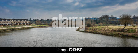 The Blackwater River at Cappoquin, County Waterford, Ireland, where it changes direction  sharply from easterly to southerly Stock Photo