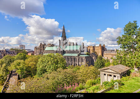 Glasgow Cathedral and behind it, Glasgow Royal Infirmary, Glasgow, Scotland, UK. Stock Photo