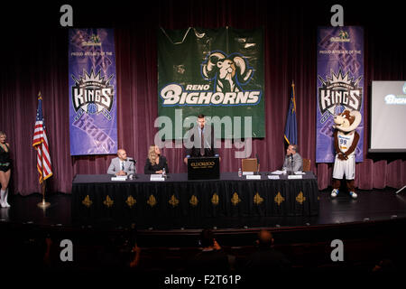 Reno, Nevada, USA. 23rd Sep, 2015. Peja StojakoviÄ‡ of the Sacramento Kings during the press conference announcing the extension of the agreement between the Sacramento Kings and the Reno Bighorns, Reno, NV © Jeff Mulvihill Jr/ZUMA Wire/Alamy Live News Stock Photo