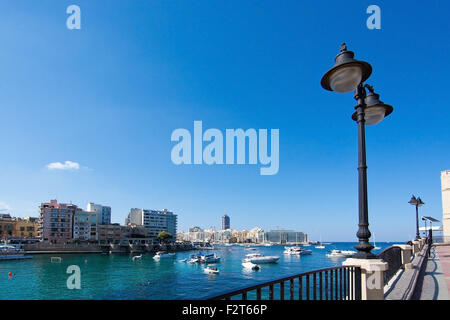 Water view in St Julians of both Balluta and Spinola bay on a sunny summer day Stock Photo