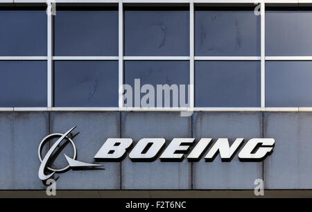 Sign at Boeing headquarters in Chicago, IL, USA. Stock Photo