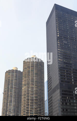 Marina City and 330 North Wabash in Chicago, IL, USA. Stock Photo