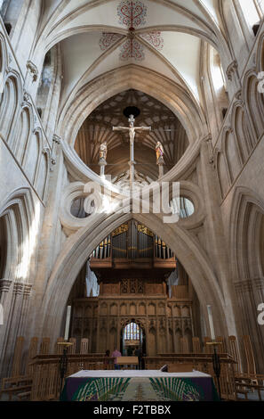 The Scissor Arches in Wells Cathedral, Somerset Stock Photo