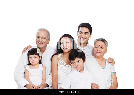 indian group Joint Family sitting enjoy Stock Photo