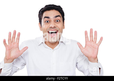 1 indian Adult Man Hand gesturing showing Stock Photo