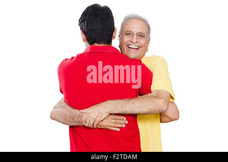 2 indian Father and son love Hugging Stock Photo