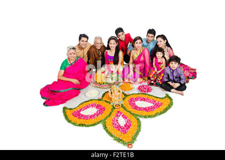 indian Joint Family Diwali Festival Rangoli Stock Photo - Alamy