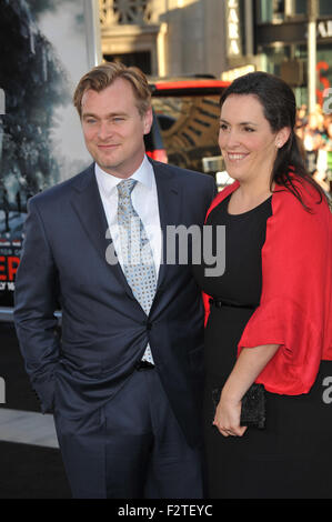 LOS ANGELES, CA - JULY 13, 2010: Director Christopher Nolan & Emma Thomas at the Los Angeles premiere of his new movie 'Inception' at Grauman's Chinese Theatre, Hollywood. Stock Photo