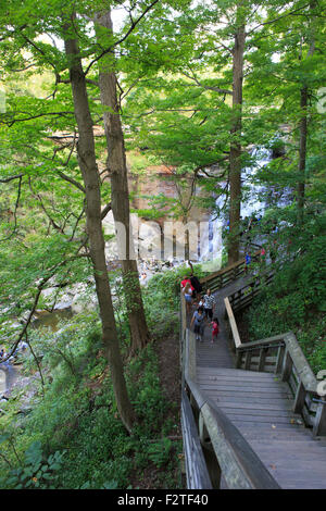 Staircase leading to Brandywine Falls in Cuyahoga Valley National Park , Ohio Stock Photo