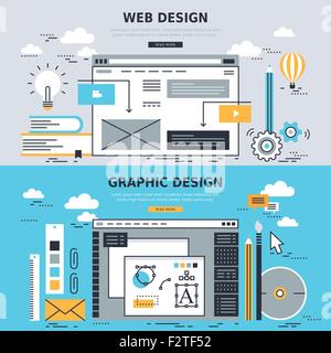 flat design concepts for web design and graphic design Stock Vector