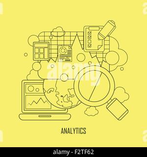 website data analytics concept in thin line style Stock Vector