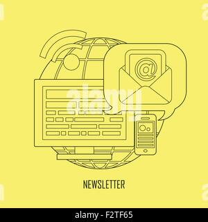 newsletter concept in flat thin line style Stock Vector