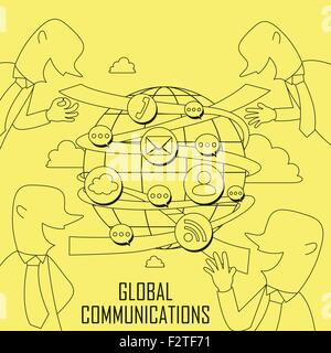 global communication concept in thin line style Stock Vector
