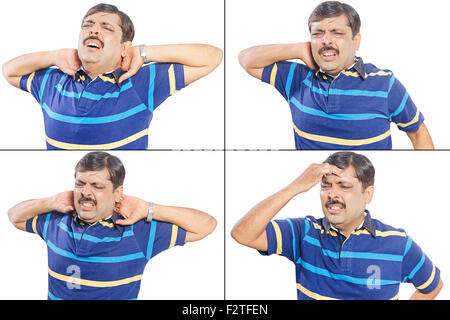 1 indian Adult Man Illness  Pain Comparison Multi Tasking Stock Photo