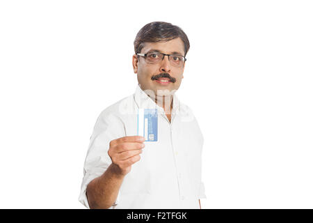1 indian Adult Man Credit Card showing Stock Photo