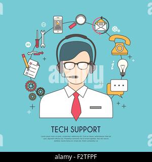 tech support concept in flat design style Stock Vector
