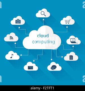 cloud computing concept in flat design style Stock Vector