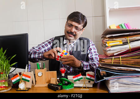 1 indian Man Government Employee office working Stock Photo