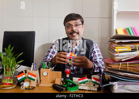 1 indian Man Government Employee office working Stock Photo