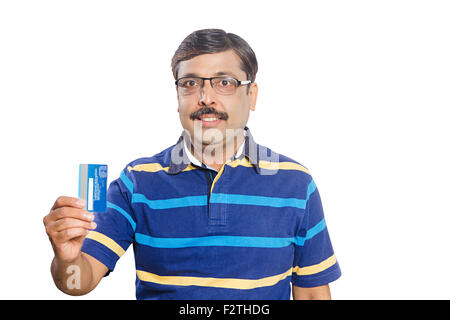 1 indian Adult Man Credit Card Showing Stock Photo